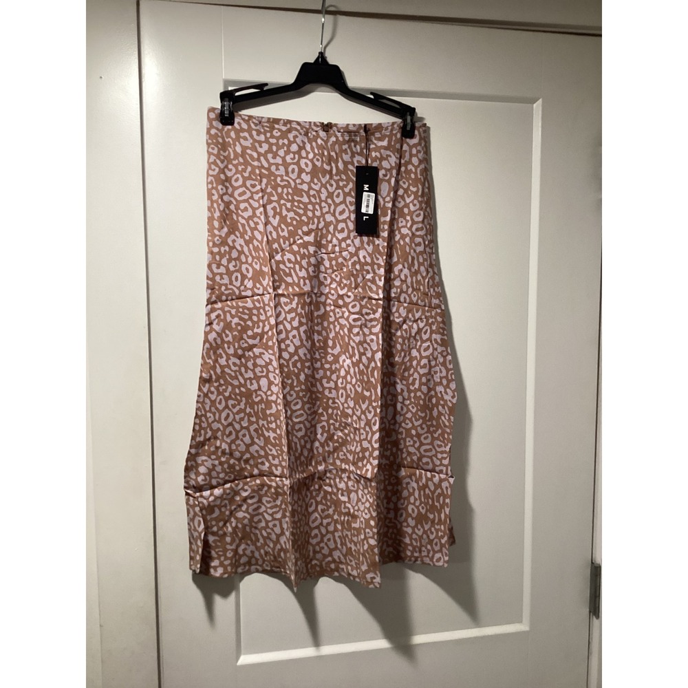 Motel Rocks Tauri Skirt Leopard Spot Animal Print Midi Viscose Tan White Small